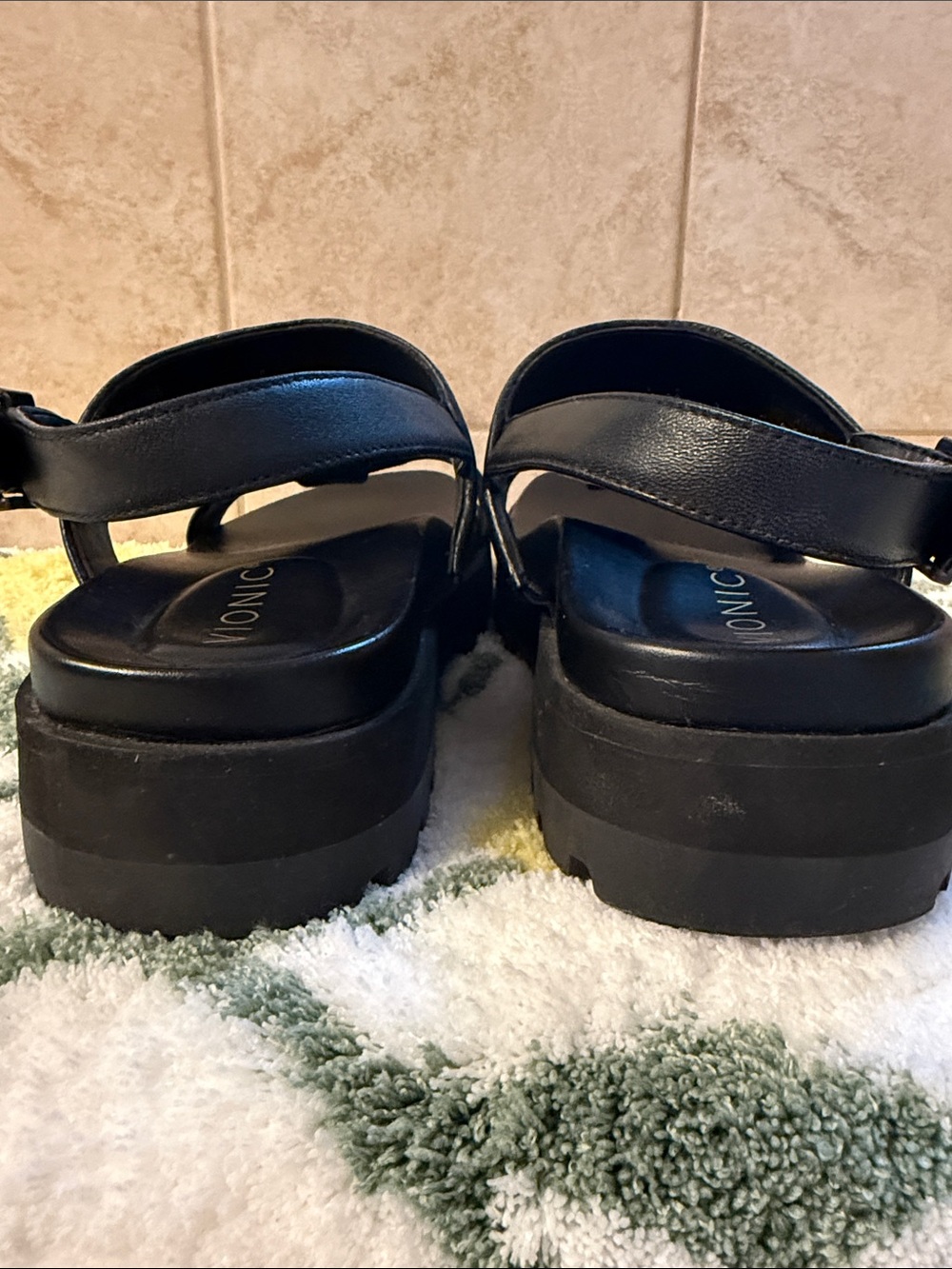 Vionic Black Women's Chunky Strap Platform Sandals - Picture 5 of 9
